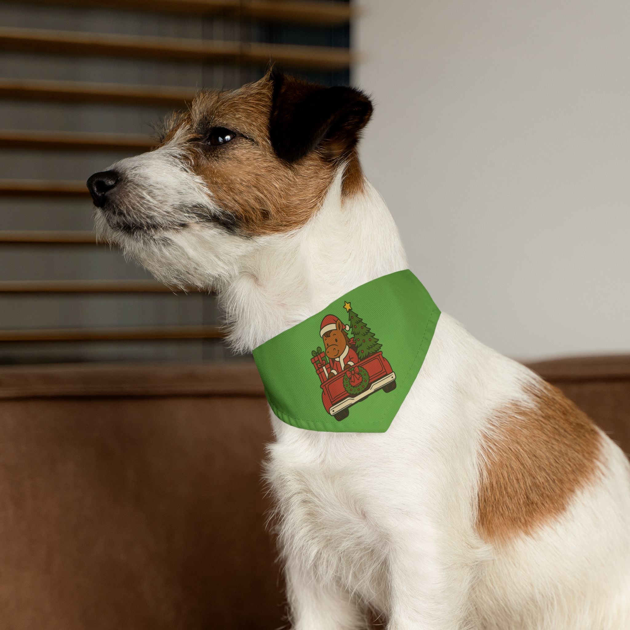 Christmas Truck Dog Bandana Collar — Cute Santa Breezie with Holiday Truck Pet Accessory