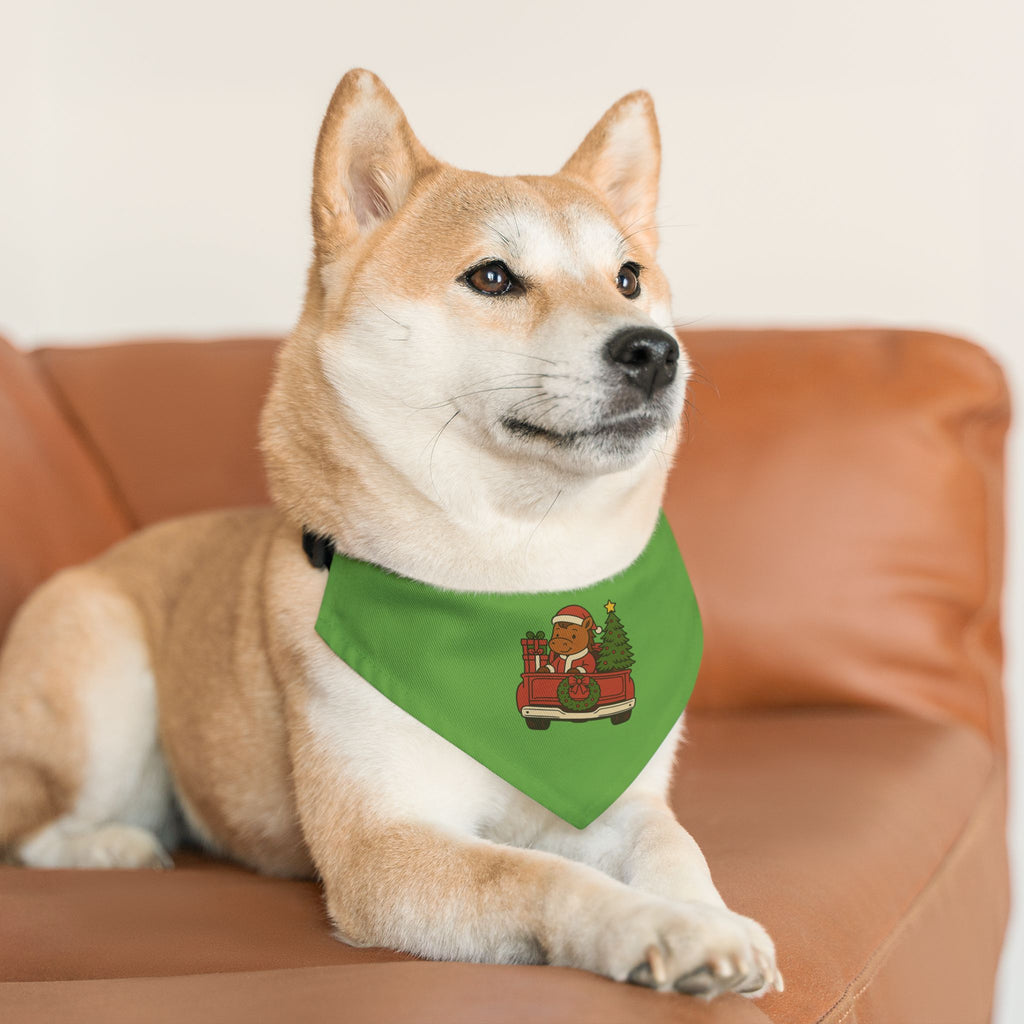 Christmas Truck Dog Bandana Collar — Cute Santa Breezie with Holiday Truck Pet Accessory