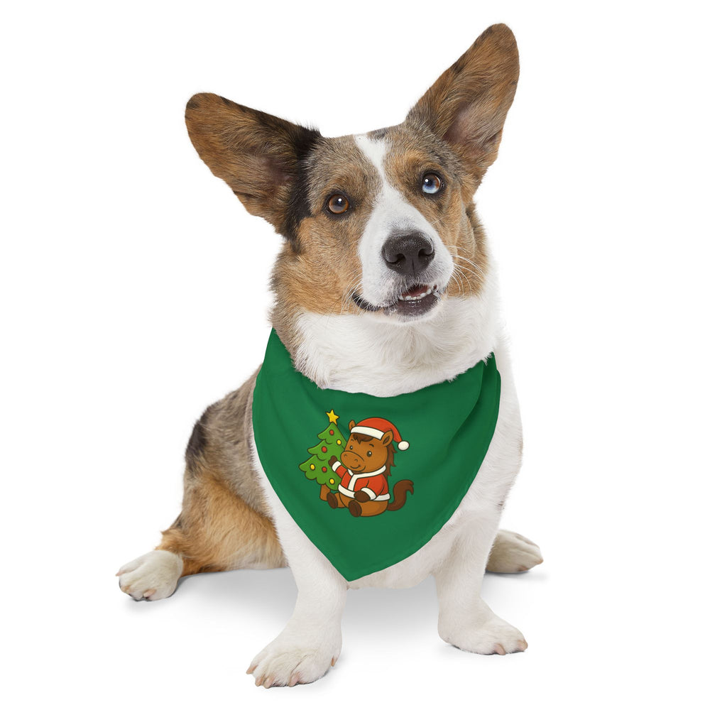 Christmas Dog Bandana Collar — Cute Santa Breezie with Tree Holiday Pet Scarf