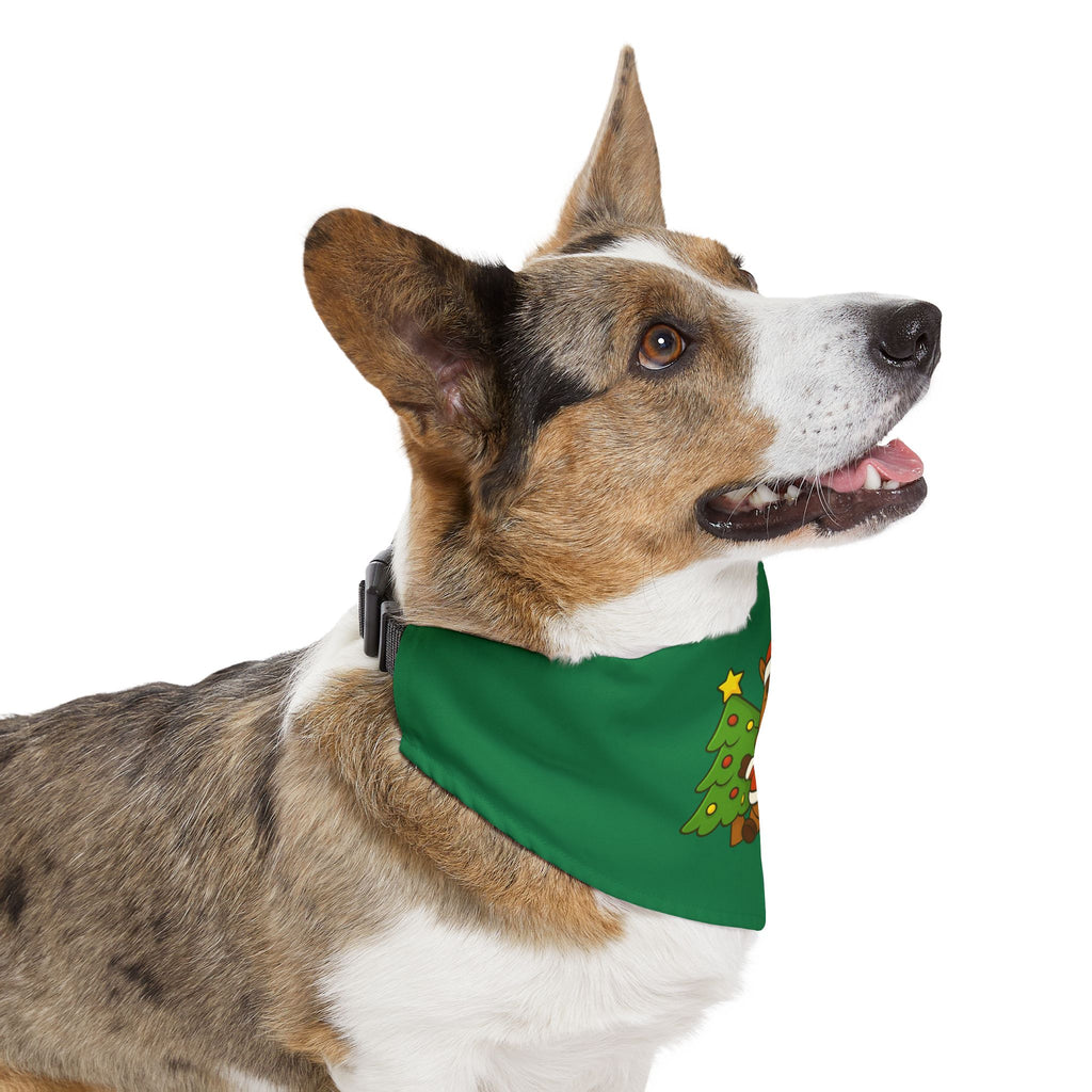Christmas Dog Bandana Collar — Cute Santa Breezie with Tree Holiday Pet Scarf