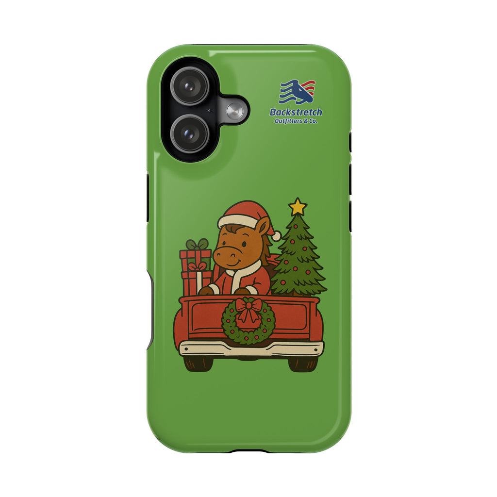 Christmas Horse Phone Case — Cute Santa Horse in Truck with Tree (Magnetic Impact-Resistant)