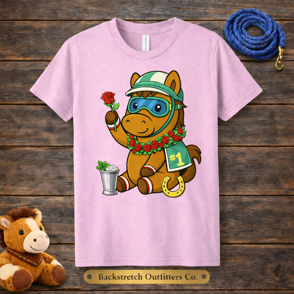 BSCO- Breezie Childrens Kentucky Derby Shirt | Cute Jockey Horse Tee for kids | Derby Day Horse Racing T-Shirt