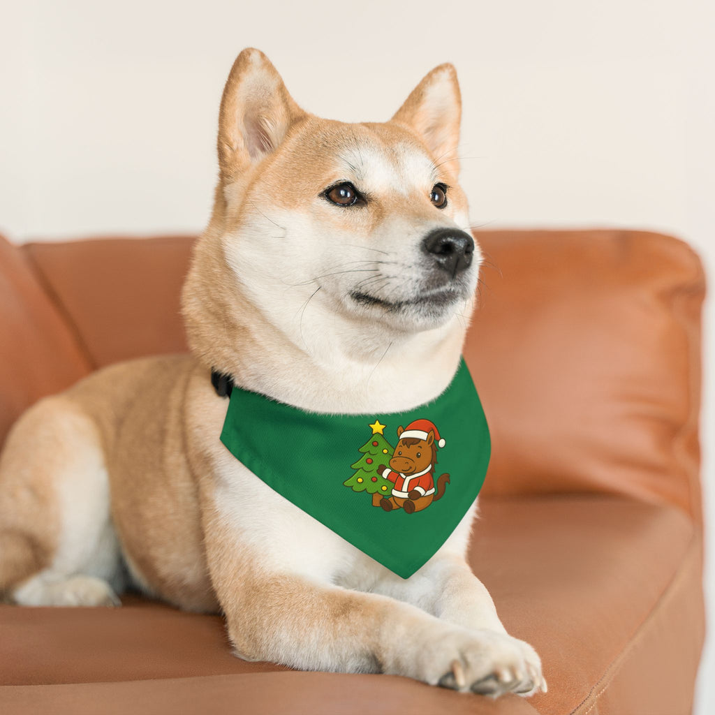 Christmas Dog Bandana Collar — Cute Santa Breezie with Tree Holiday Pet Scarf