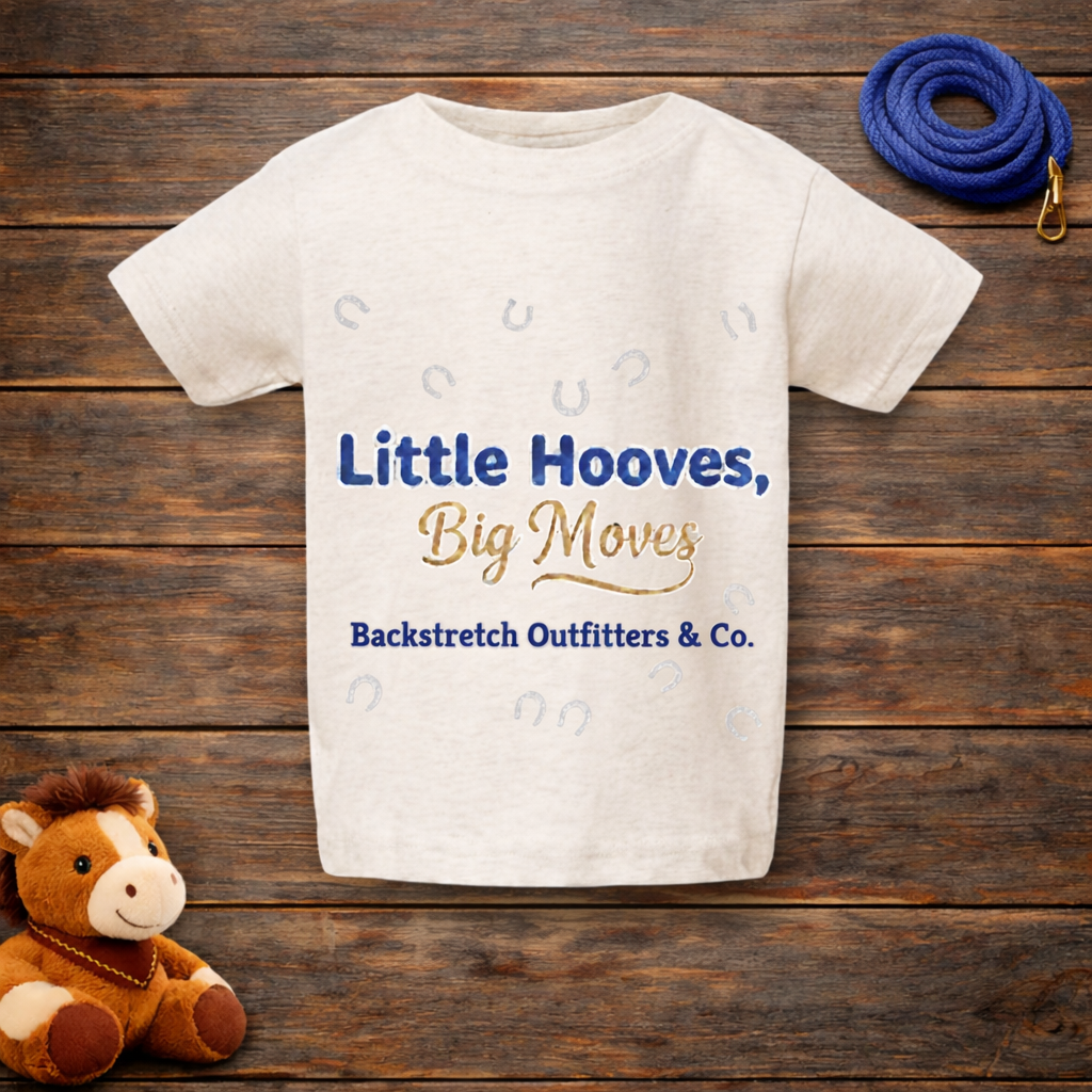 BSCO - Little Hooves Big Moves Baby Shirt | Horse Racing Baby Tee | Equestrian Infant Shirt | Backstretch Outfitters | Horse Lover Baby Gift