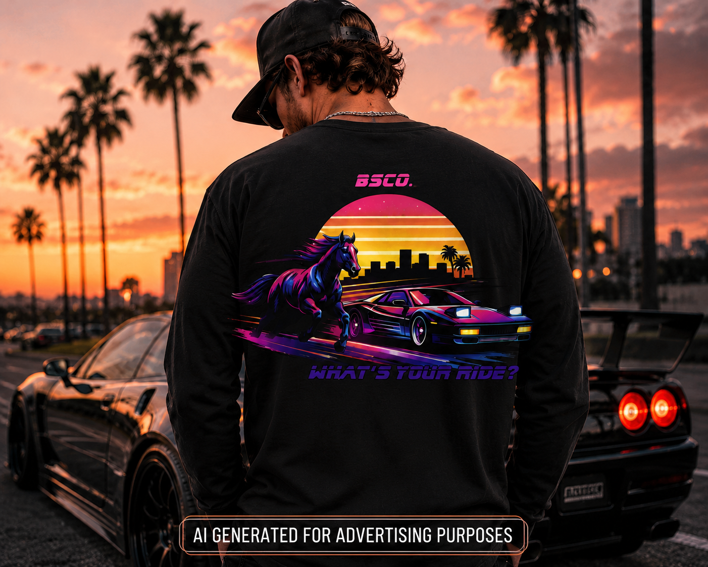 Horsepower Streetwear Shirt, Horse and Sports Car Graphic Tee, Retro Racing Long Sleeve, Car Guy Horse Lover Gift, What’s Your Ride Shirt