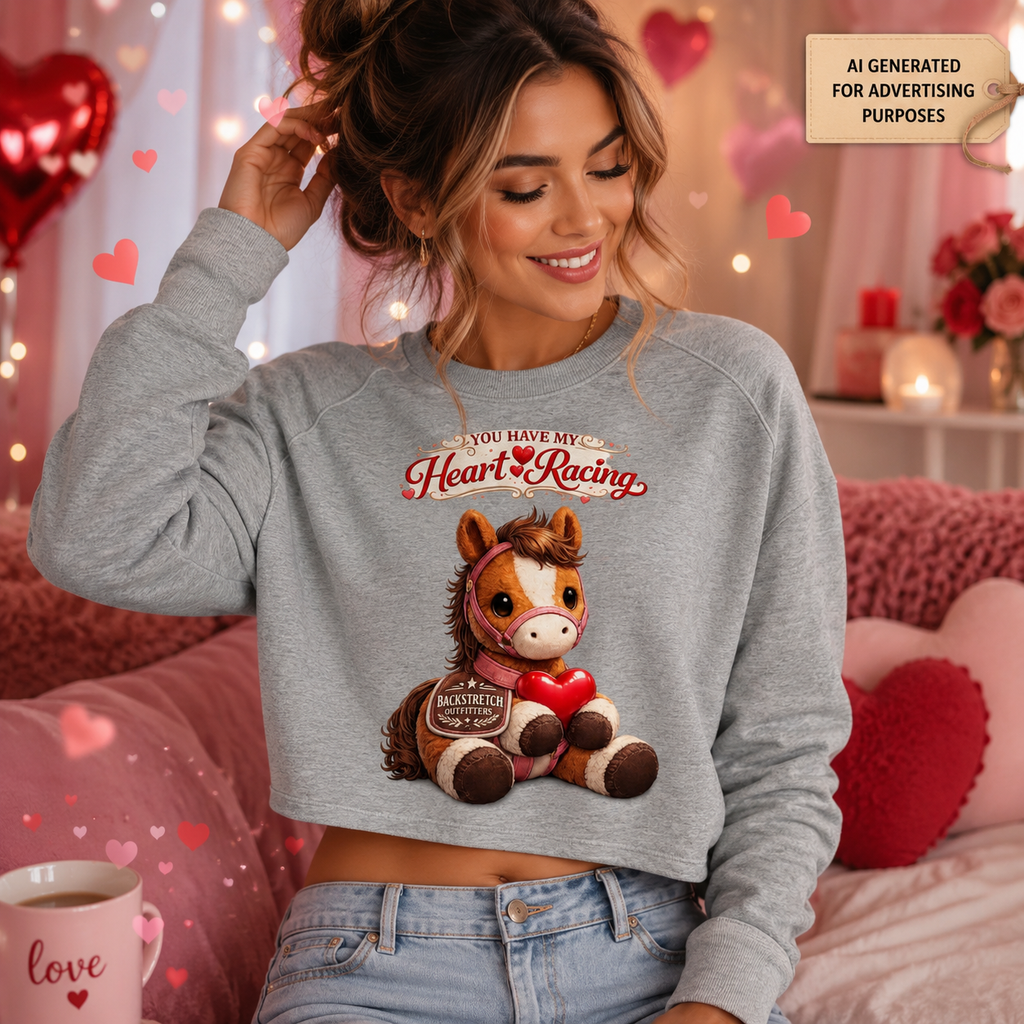 You Have My Heart Racing Sweatshirt, Cute Horse Lover Crewneck, Girls Pony Sweatshirt, Equestrian Valentine Shirt, Kids Horse Racing Gift