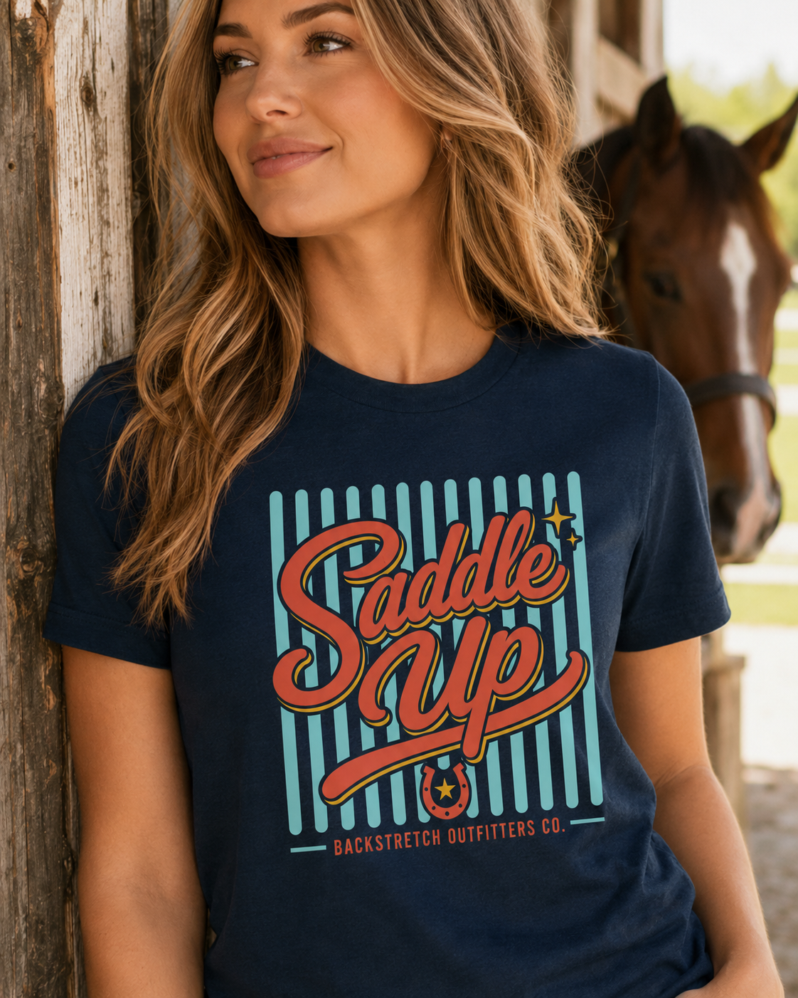Saddle Up Women’s Horse Shirt, Retro Western Graphic Tee, Cowgirl Equestrian T-Shirt, Horse Lover Gift for Her