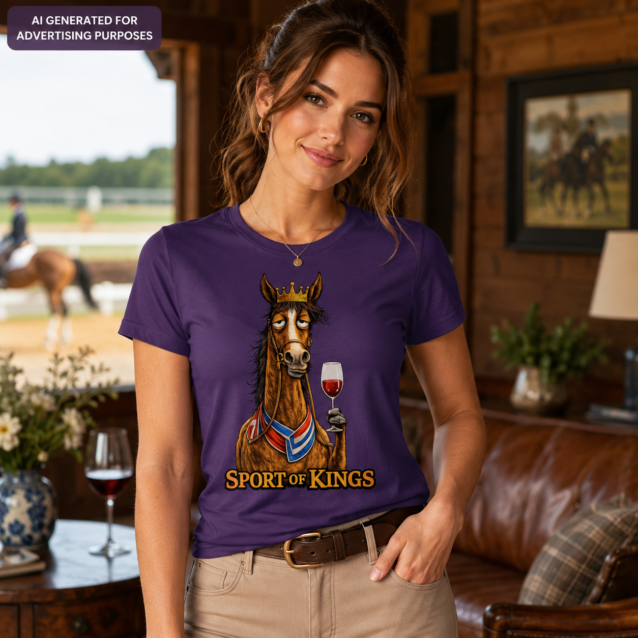 Sport of Kings Horse Racing Shirt, Funny Wine Lover Equestrian Tee, Crowned Racehorse Graphic, Race Day Gift