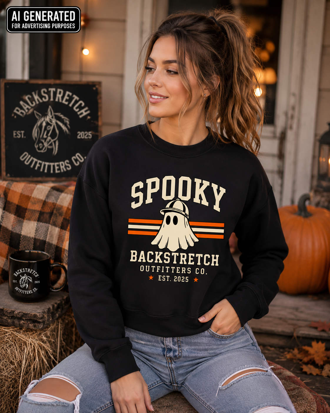 Spooky Horse Racing Sweatshirt, Halloween Ghost Sweatshirt, Equestrian Fall Crewneck, Horse Lover Halloween Shirt, Backstretch Outfitters