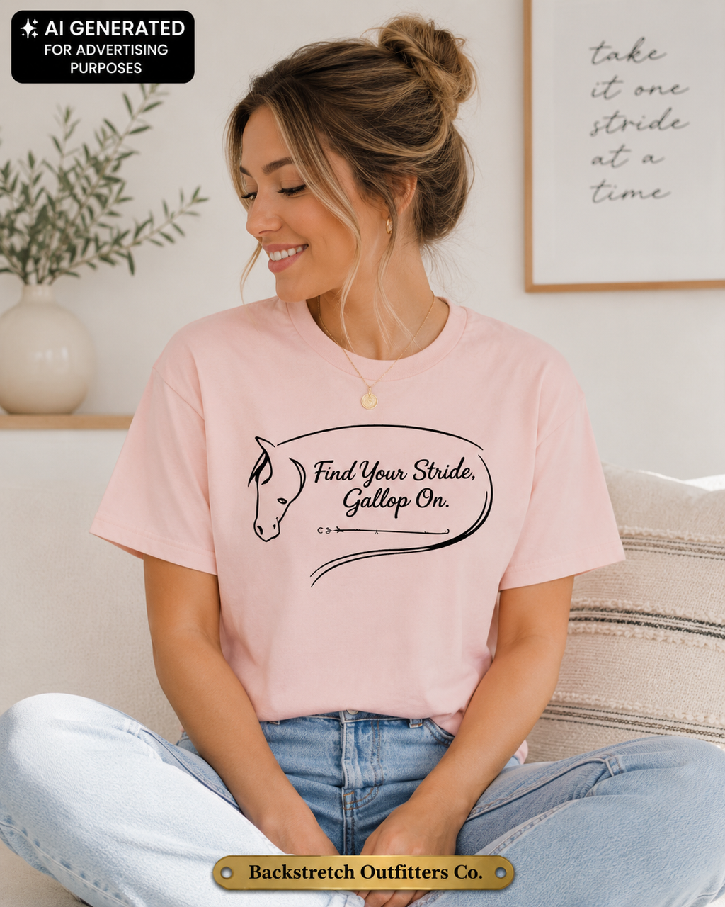 Find Your Stride Gallop On Horse Shirt, Women’s Equestrian Graphic Tee, Inspirational Horse Lover Gift, Minimalist Riding T-Shirt