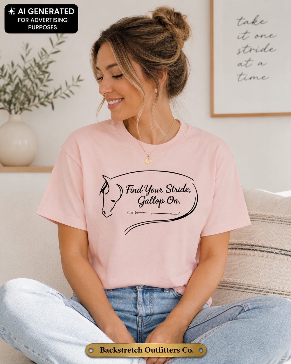 Find Your Stride Gallop On Horse Shirt, Women’s Equestrian Graphic Tee, Inspirational Horse Lover Gift, Minimalist Riding T-Shirt