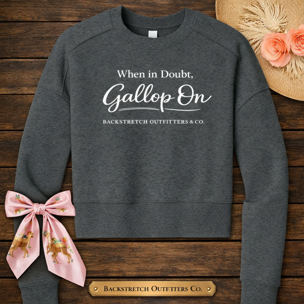 BSCO When in Doubt, Gallop On Women's Prefect Weight Cropped Crew Sweatshirt