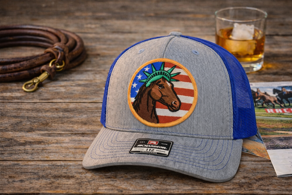 BSCO - Backstretch Outfitters & Co. NY Liberty Horse Racing Hat: Gray/Blue