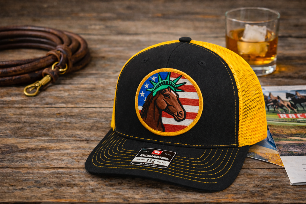 BSCO - Backstretch Oufitters & Co.NY Liberty Horse Racing Hat: Black/Yellow