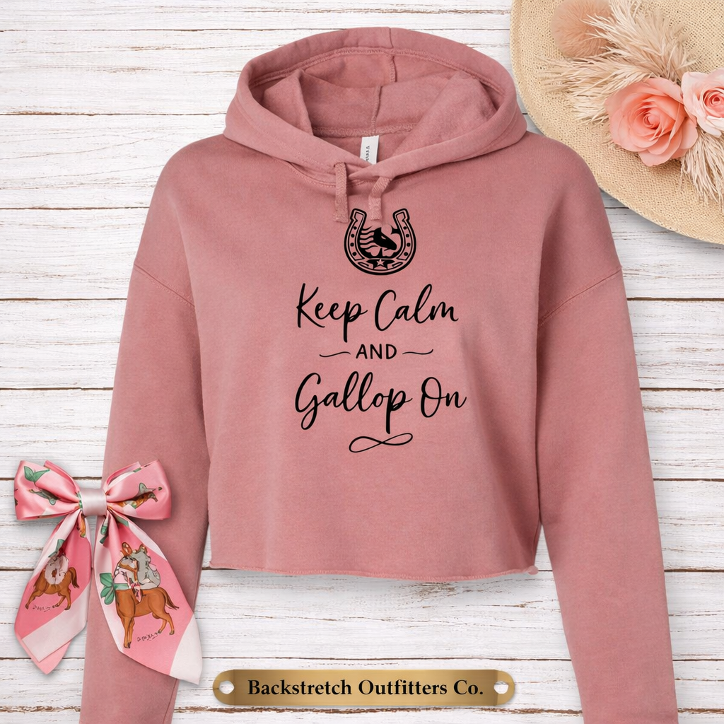 BSCO Keep Calm, Gallop On Bella Canvas Cropped Fleece Hoodie