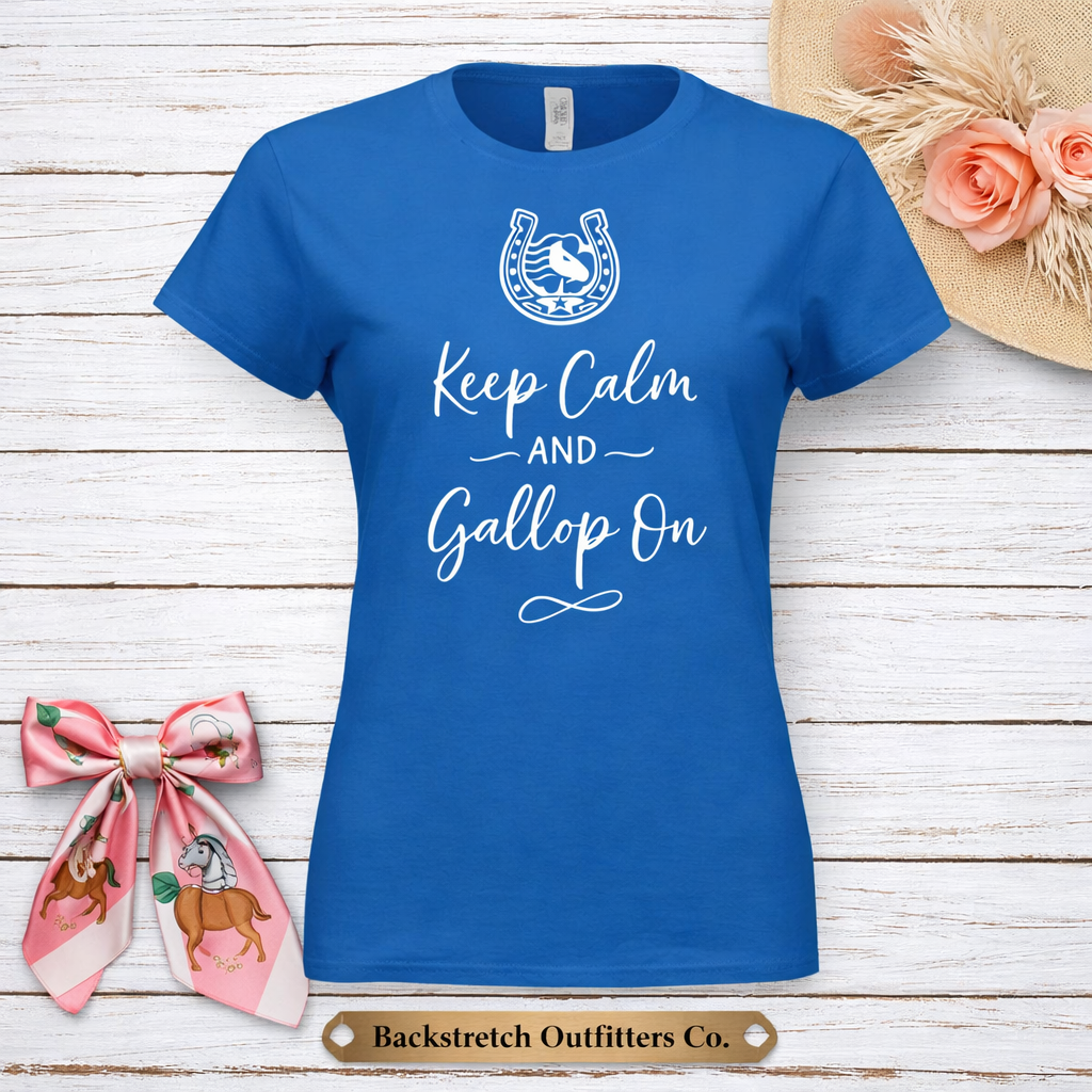 BSCO Keep Calm, Gallop On Gildan Softstyle Fitted T