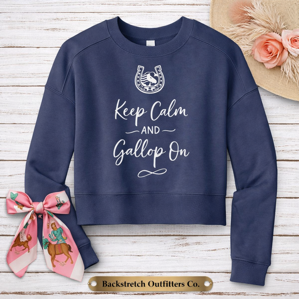 BSCO Keep Calm, Gallop On District Perfect Weight Fleece Crop Crew