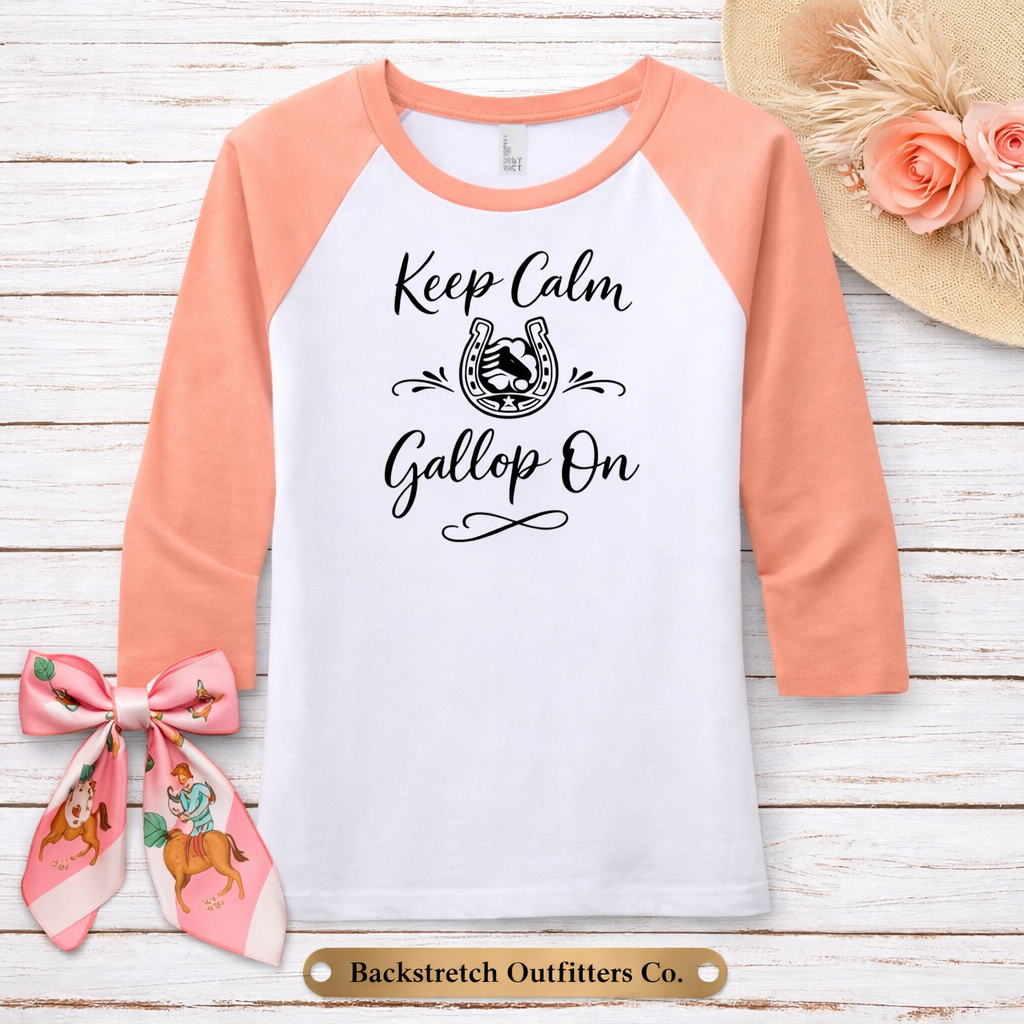 BSCO - Keep Calm, Gallop On 3/4 Sleeve Raglan Tee