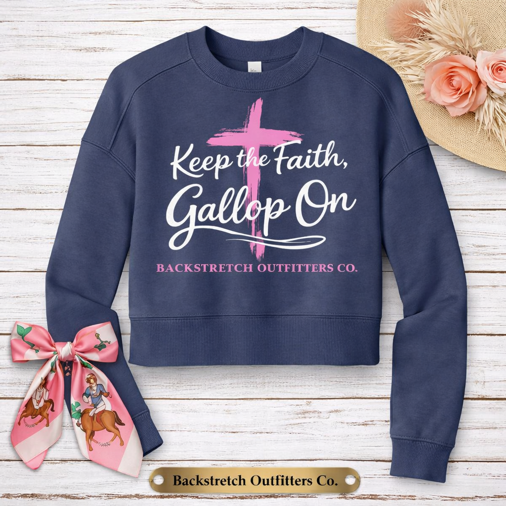 BSCO Keep The Faith, Gallop On Fleece Cropped Crew