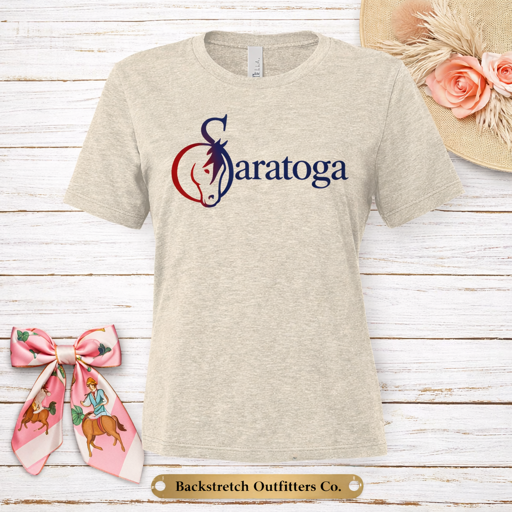 BSCO Saratoga Horse Racing Shirt Bella+Canvas Relaxed Triblend T