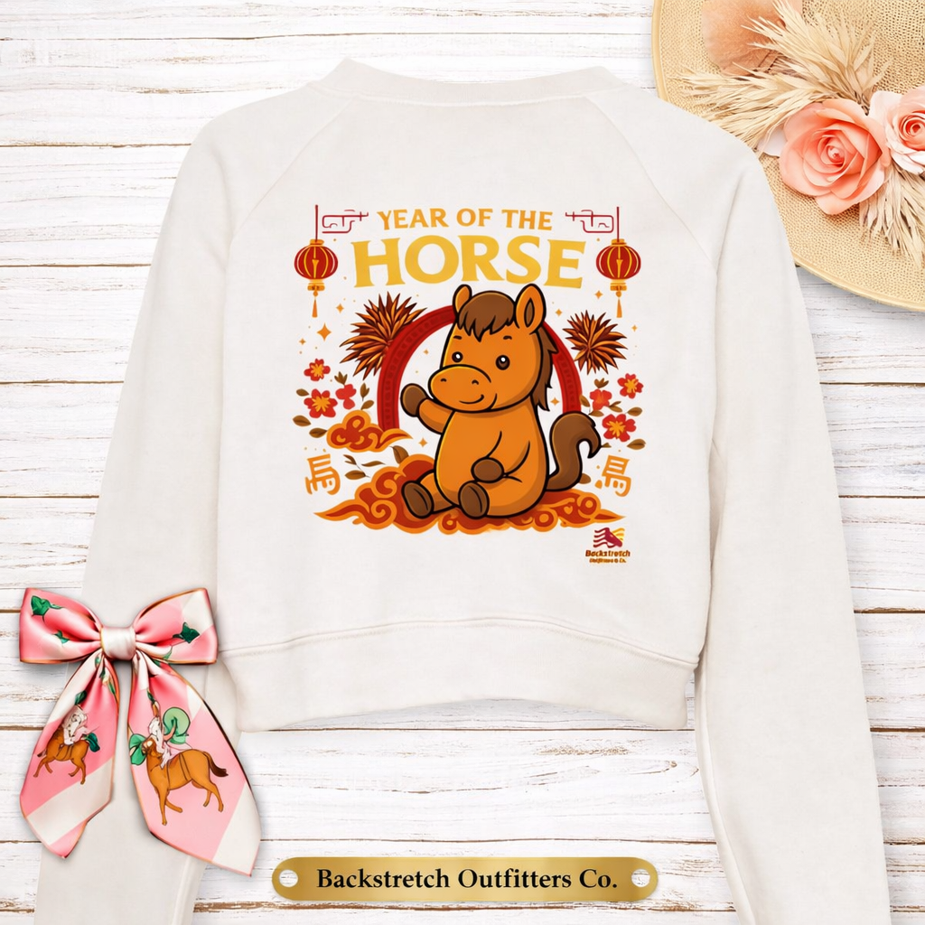 BSCO Year of the Horse Ladies Bella + Canvas Raglan Pullover Fleece Sweatshirt