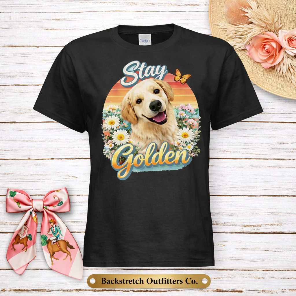 BSCO - "Stay Golden" Golden Retriever Gildan Ladie's Ultra T-Shirt