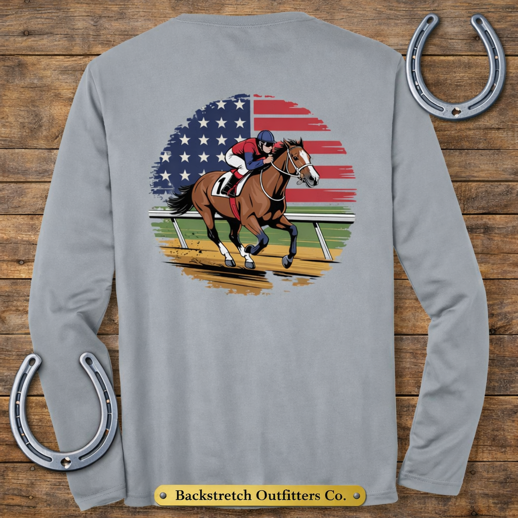BSCO - American Flag: Sport-Tek Long Sleeve Posicharge Tee