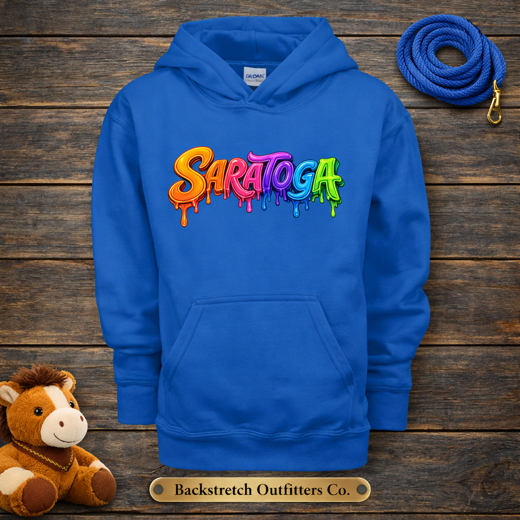 BSCO Rainbow Drip Saratoga Cildan Youth Heavy Blend Hooded Sweatshirt