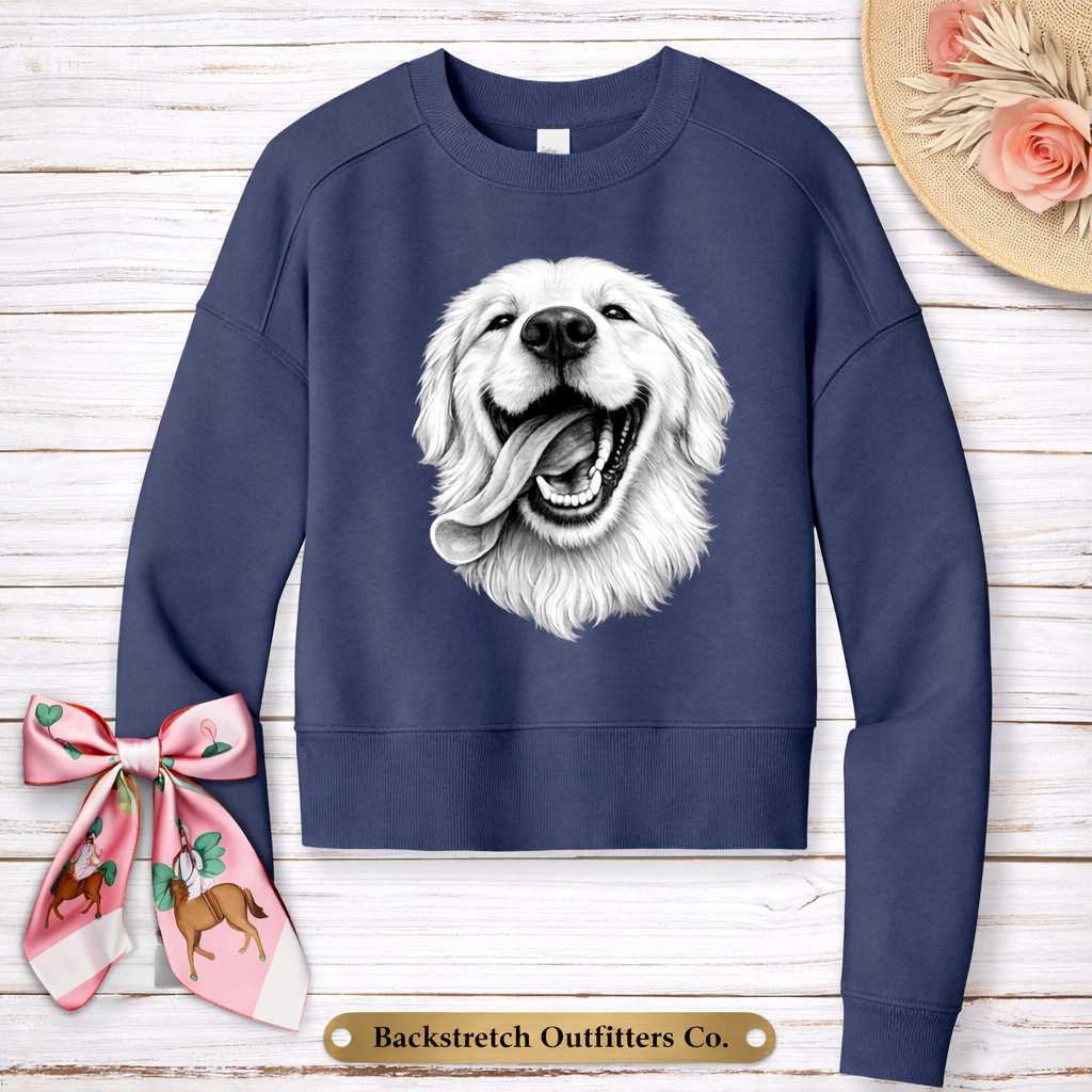 BSCO Golden Retriever Women's perfect Weight Fleece Cropped Crew