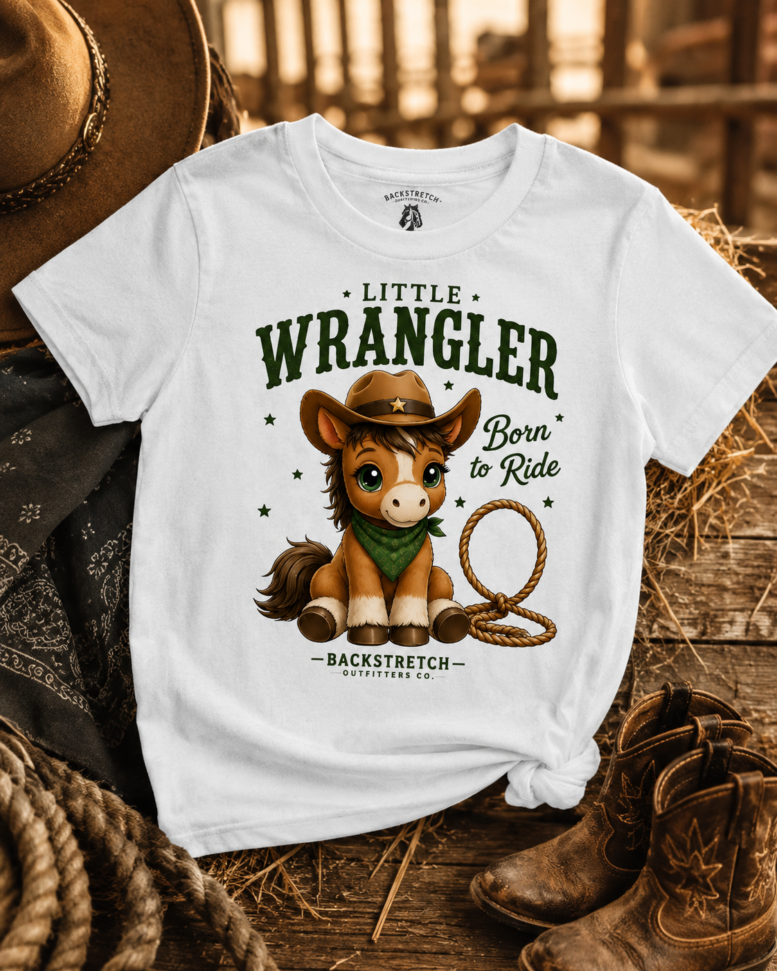 Little Wrangler Shirt, Cowboy Toddler Shirt, Western Horse Kids Tee, Born to Ride T-Shirt, Cute Cowgirl Gift, Ranch Baby Shirt