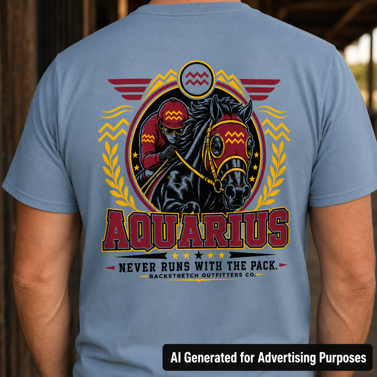 Aquarius Horse Racing Shirt, Zodiac Jockey Graphic Tee, Never Runs With the Pack Racehorse T-Shirt, Equestrian Astrology Gift