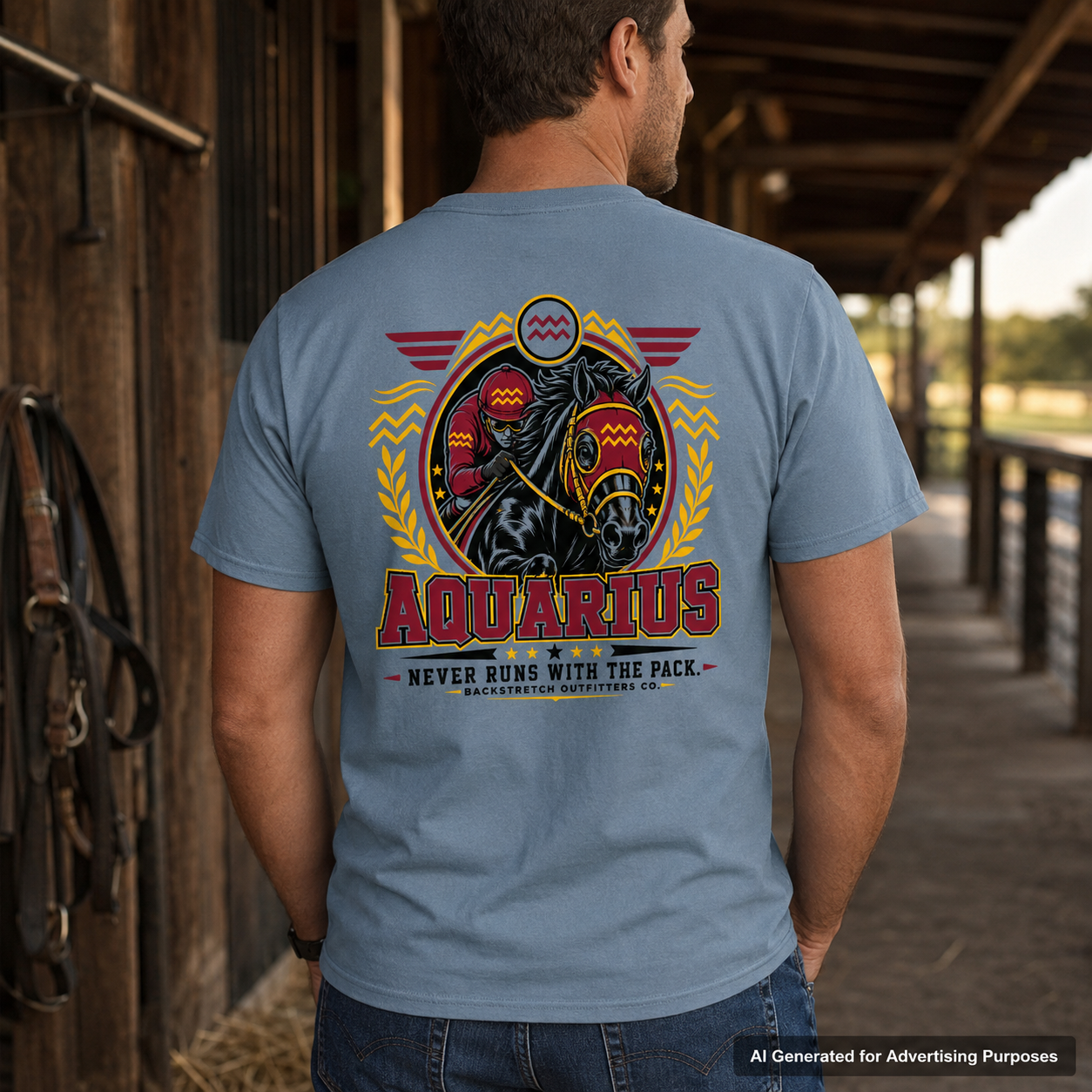 Aquarius Horse Racing Shirt, Zodiac Jockey Graphic Tee, Never Runs With the Pack Racehorse T-Shirt, Equestrian Astrology Gift