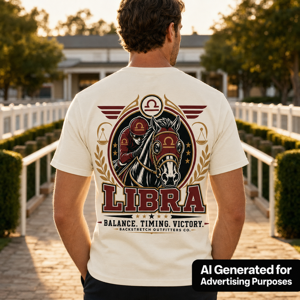 Libra Horse Racing Shirt, Balance Timing Victory Zodiac Graphic Tee, Racehorse Jockey T-Shirt, Astrology Gift for Horse Lovers