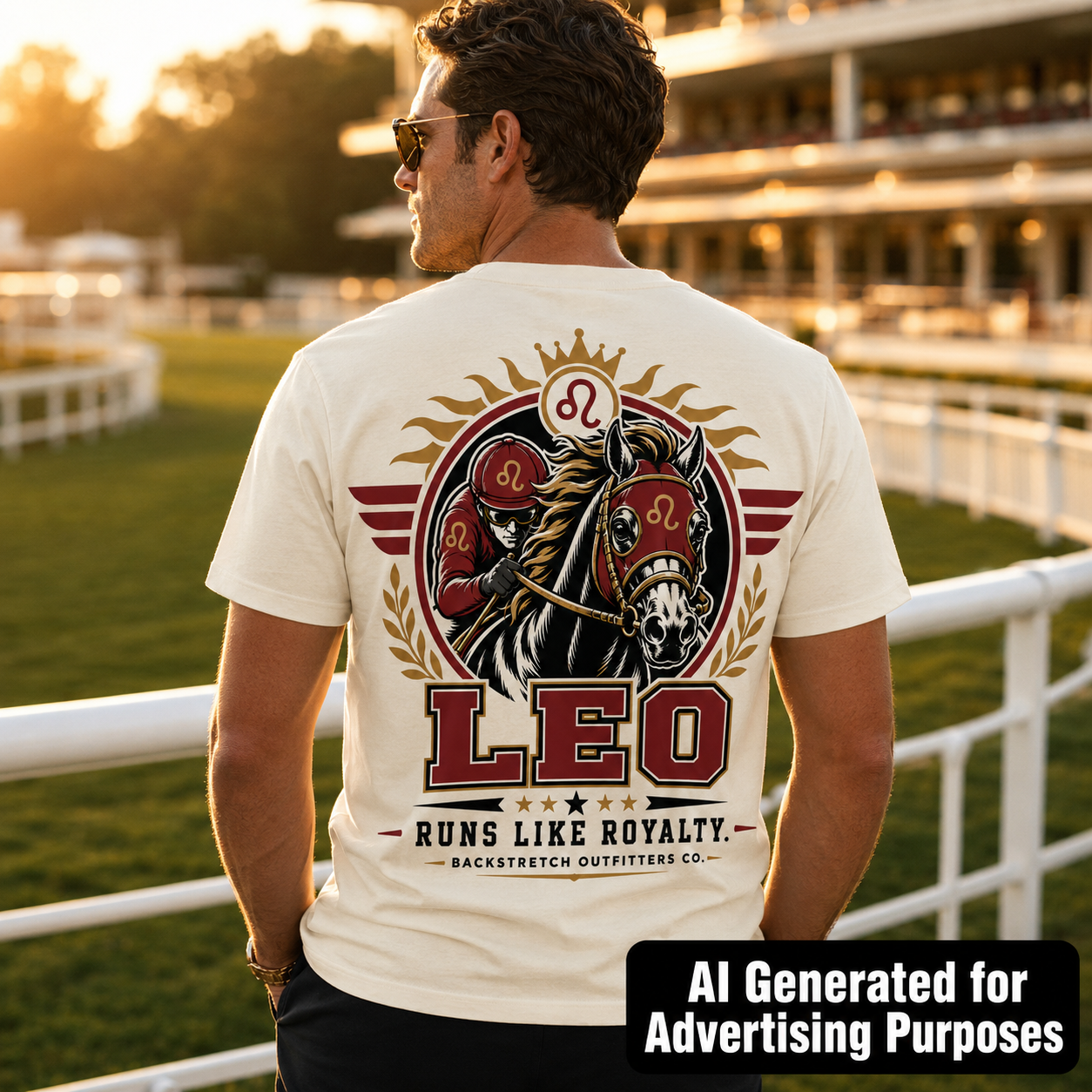 Leo Horse Racing Shirt, Runs Like Royalty Zodiac Graphic Tee, Racehorse Jockey T-Shirt, Astrology Birthday Gift for Horse Lovers