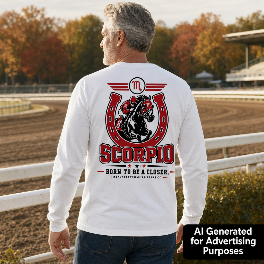 Scorpio Horse Long Sleeve T, Born to Be a Closer Zodiac Graphic Tee, Racehorse Jockey T-Shirt, Astrology Gift for Horse Lovers