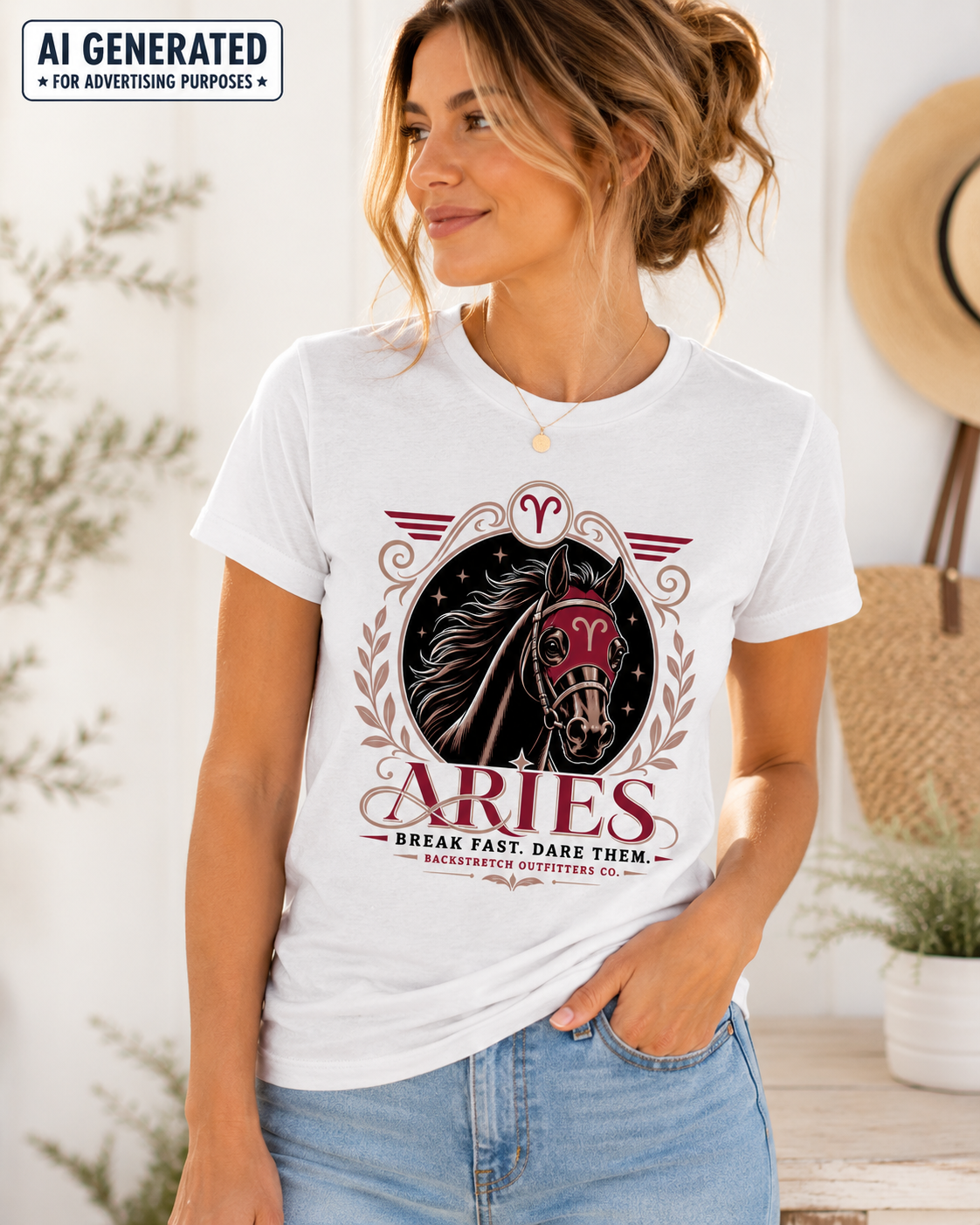 Aries Zodiac Horse Shirt, Horse Lover Astrology Tee, Aries Horse Racing Shirt, Equestrian Graphic T-Shirt, Aries Birthday Gift for Women