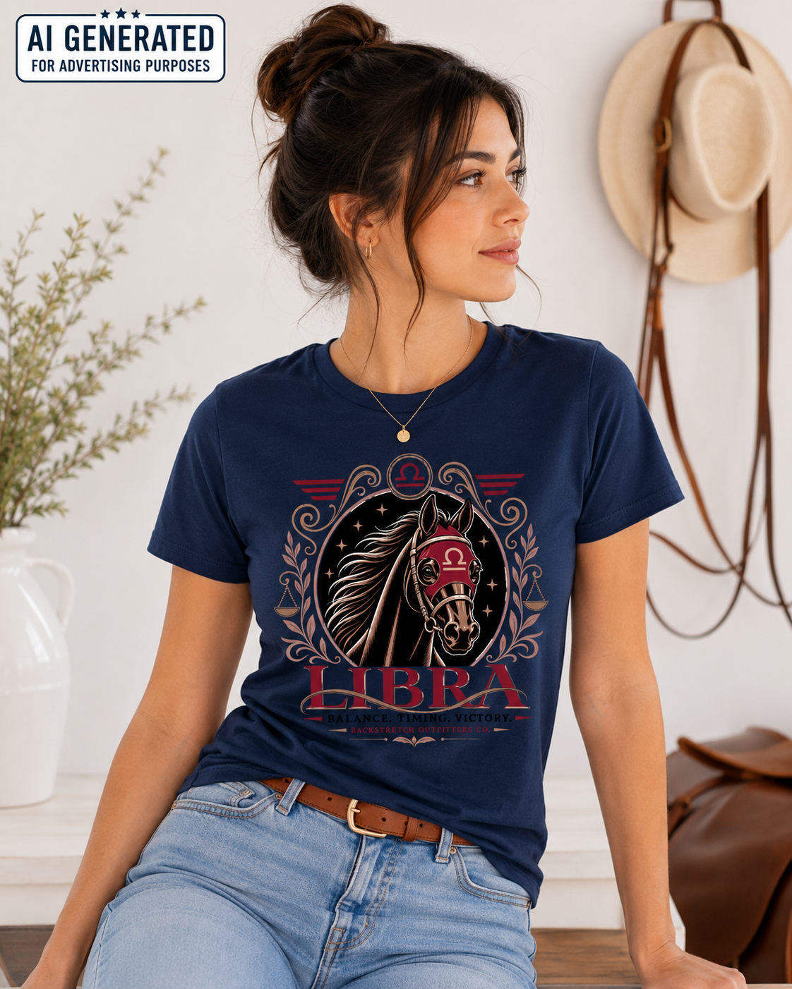 Libra Zodiac Horse Shirt, Horse Lover Astrology Tee, Libra Horse Racing Shirt, Equestrian Graphic T-Shirt, Birthday Gift for Women