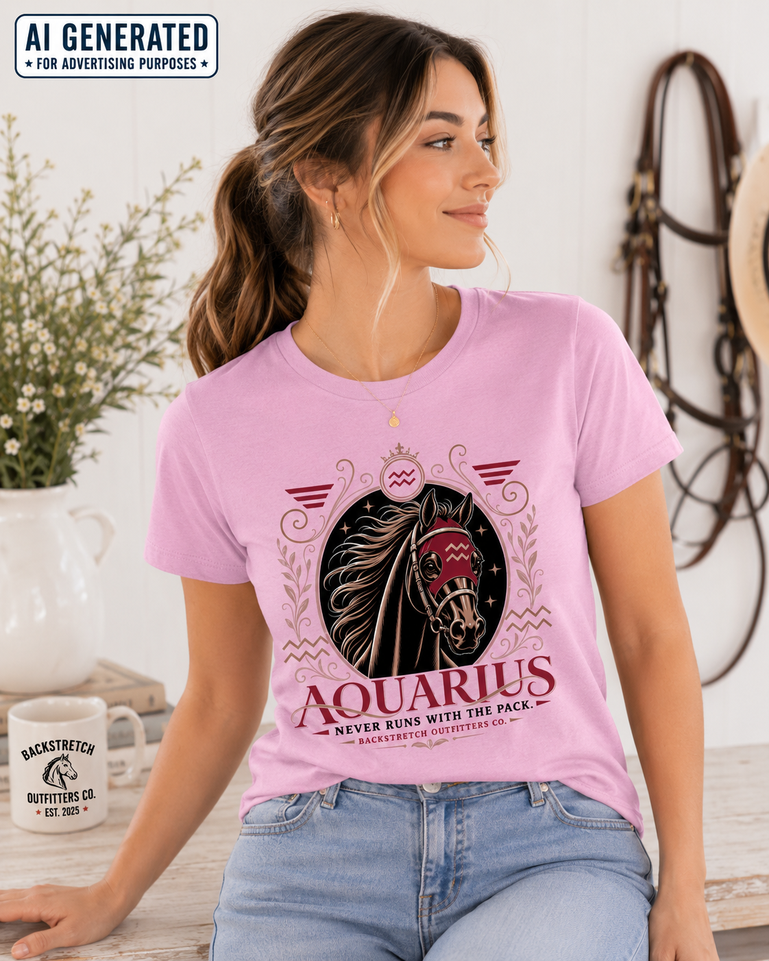Aquarius Zodiac Horse Shirt, Horse Lover Astrology Tee, Aquarius Horse Racing Shirt, Equestrian Graphic T-Shirt, Aquarius Birthday Gift for Women