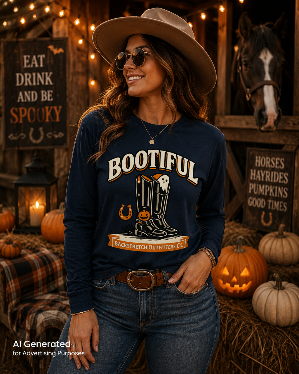 Bootiful Halloween Cowgirl Shirt for Women | Western Ghost Boots Tee | Cute Spooky Fall Graphic T-Shirt | Country Halloween Outfit | Backstretch Outfitters Co.