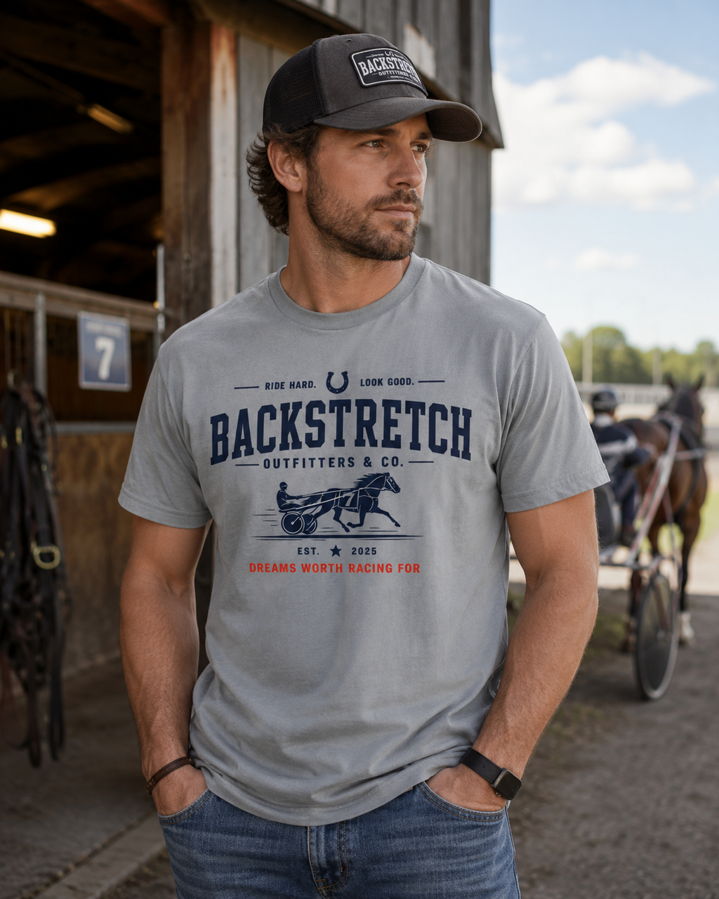 Harness Racing Shirt, Backstretch Outfitters Graphic Tee, Standardbred Pacer T-Shirt, Horse Racing Fan Gift