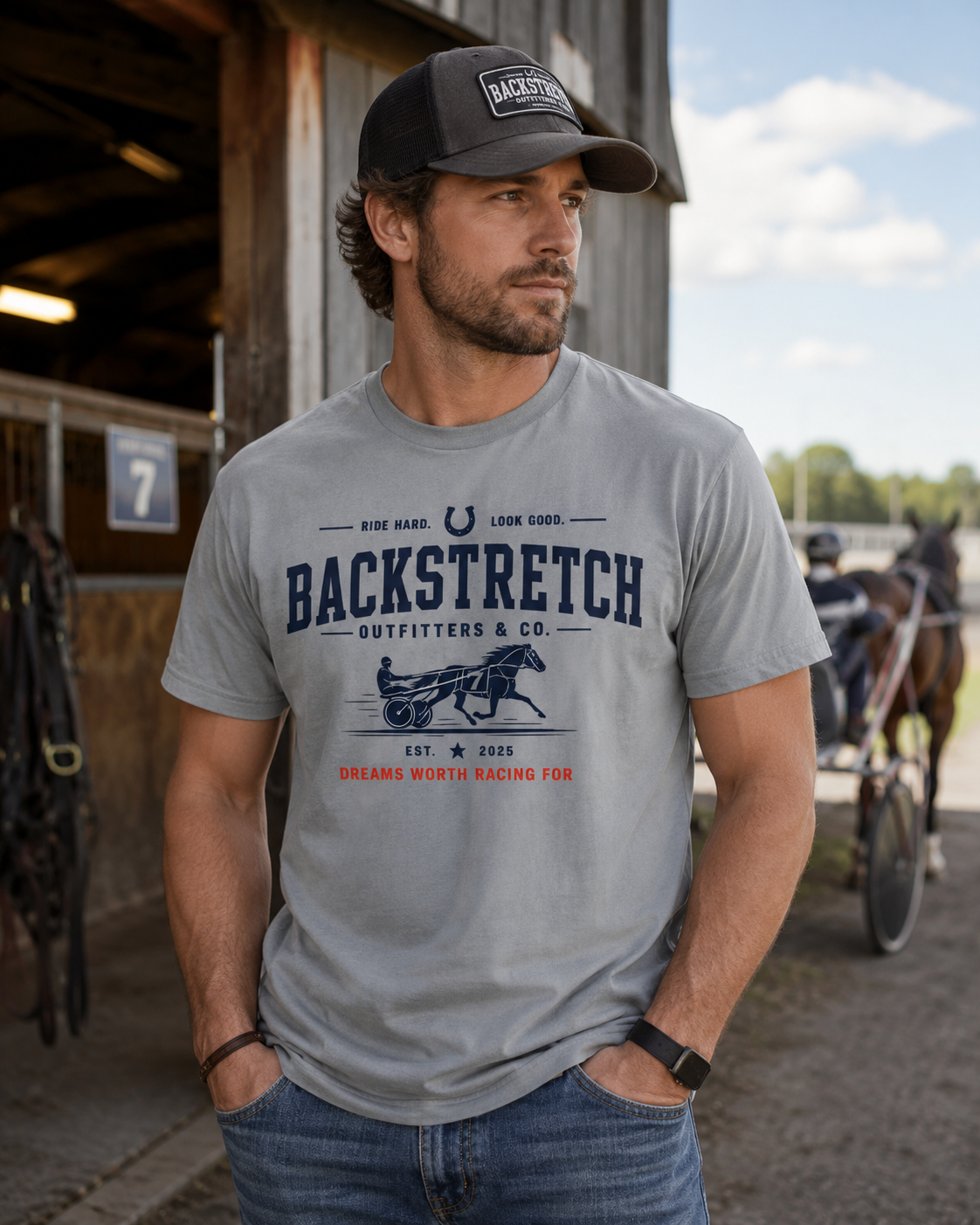 Harness Racing Shirt, Backstretch Outfitters Graphic Tee, Standardbred Pacer T-Shirt, Horse Racing Fan Gift
