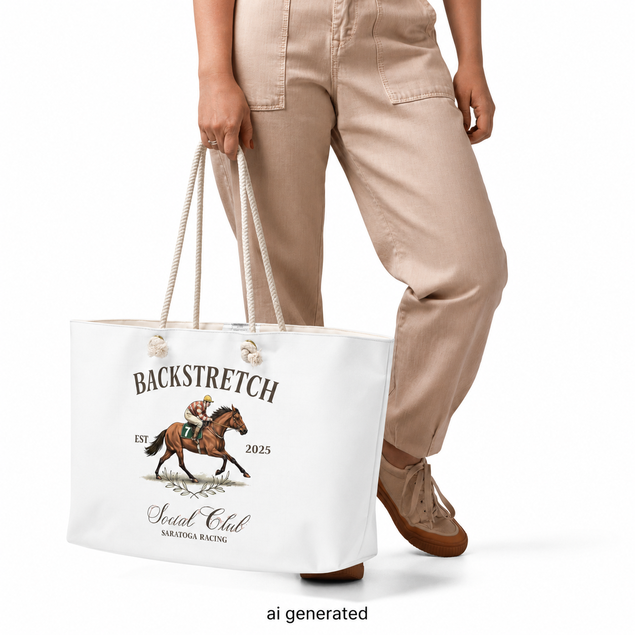 Horse Racing Tote Bag, Saratoga Social Club Tote, Derby Weekend Beach Bag, Equestrian Tote Gift, Preppy Horse Lover Bag