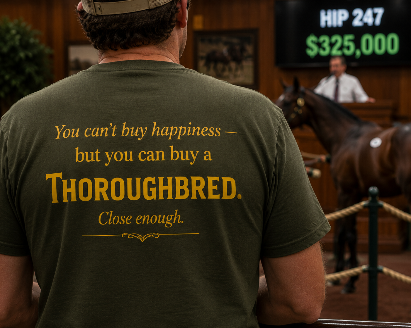 Funny Thoroughbred Horse Racing Shirt, You Can’t Buy Happiness Racehorse Tee, Equestrian Gift, Horse Racing Fan Shirt, Derby Day Apparel