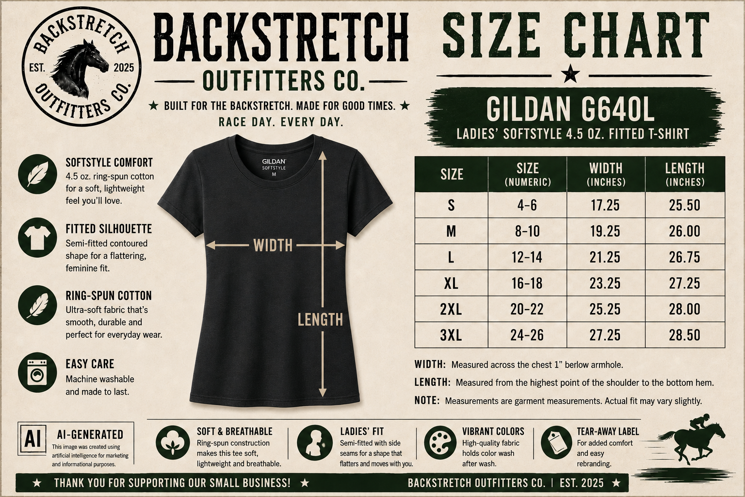 Women’s Horse and Horseshoe T-Shirt, Backstretch Racing Shirt, Lucky Equestrian Tee, Signed Horse Art by Mattison Stark