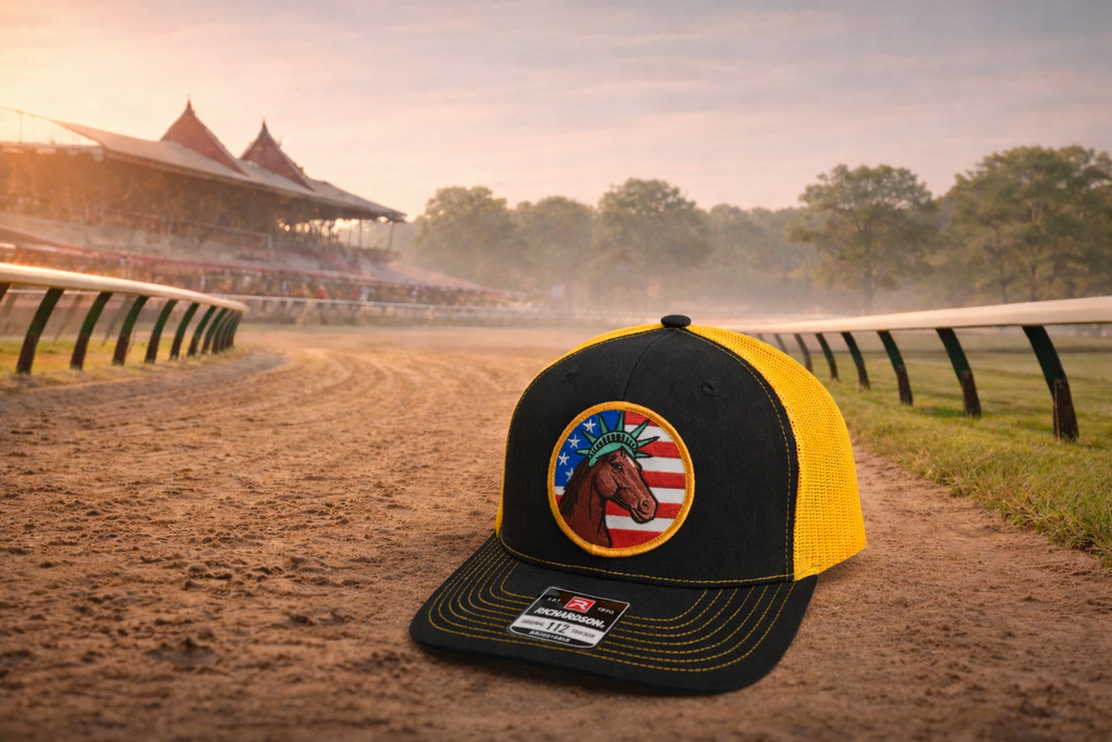 BSCO - Backstretch Oufitters & Co.NY Liberty Horse Racing Hat: Black/Yellow