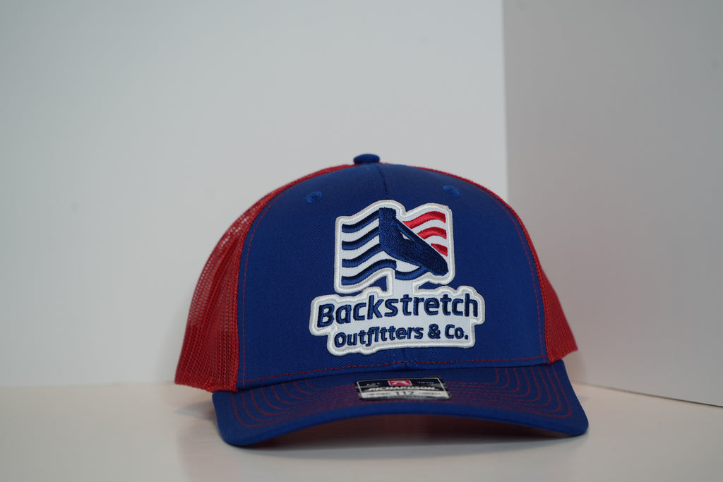 BSCO - Traditional LOGO Trucker Snapback Cap: Blue/Red