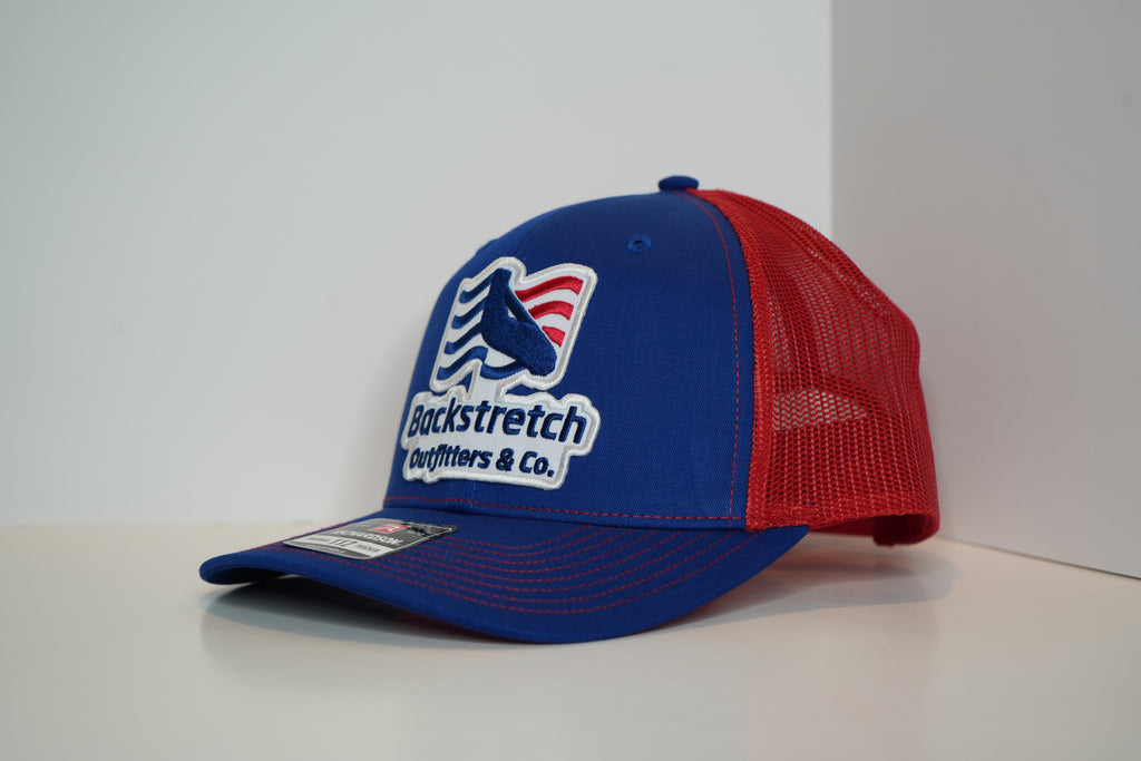 BSCO - Traditional LOGO Trucker Snapback Cap: Blue/Red