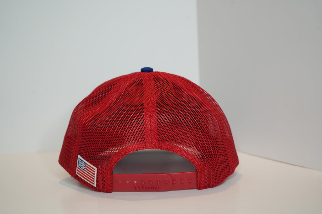 BSCO - Traditional LOGO Trucker Snapback Cap: Blue/Red