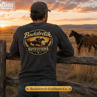 Backstretch Outfitters Heritage Horse Shirt, Tradition & Grit Equestrian Tee, Vintage Horseshoe Graphic, Horse Racing T-Shirt, Barn Life Gift