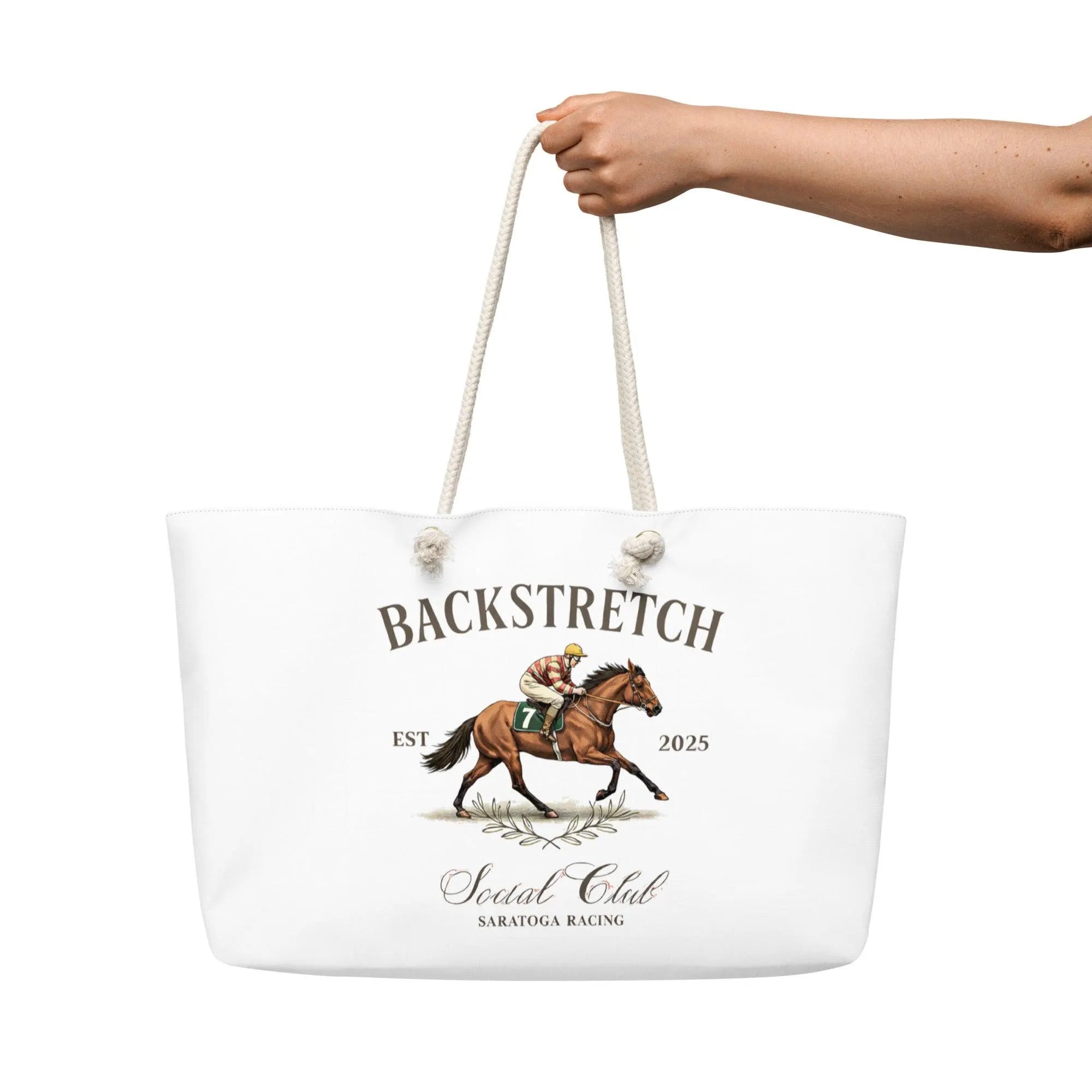 Horse Racing Tote Bag, Saratoga Social Club Tote, Derby Weekend Beach Bag, Equestrian Tote Gift, Preppy Horse Lover Bag